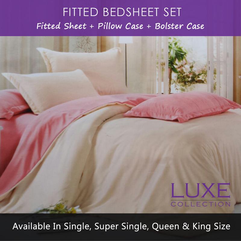 Beige Fitted Bed Sheet  Set  Solid Colour Bedding Sets  