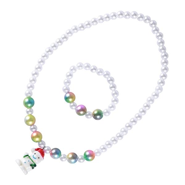 1 Set Natal Manusia Salju Anak-anak Kalung Cantik Set Gelang Putri Pesta Bermain Kalung untuk Gadis Kecil (2)