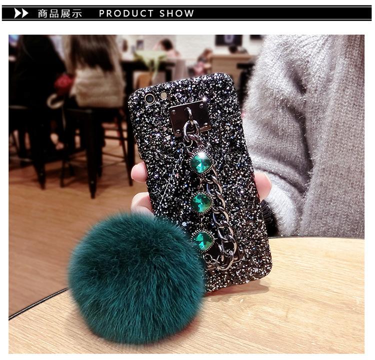 【Gelang hairball berkilau - hijau gelap】Apple 7r11y67x9s bola rambut gelang ponsel shell a59s Mito m8 pasang model perempuan