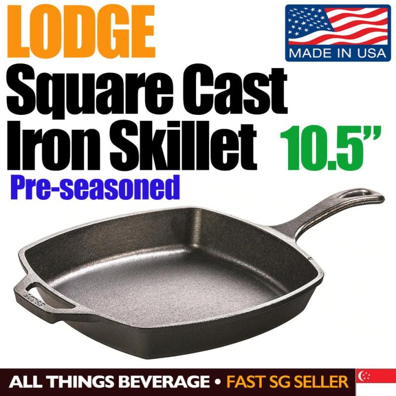 Lodge Cast Iron Square Cast Iron Skillet 10.5 inch Pre seasoned Made in USA Singapore