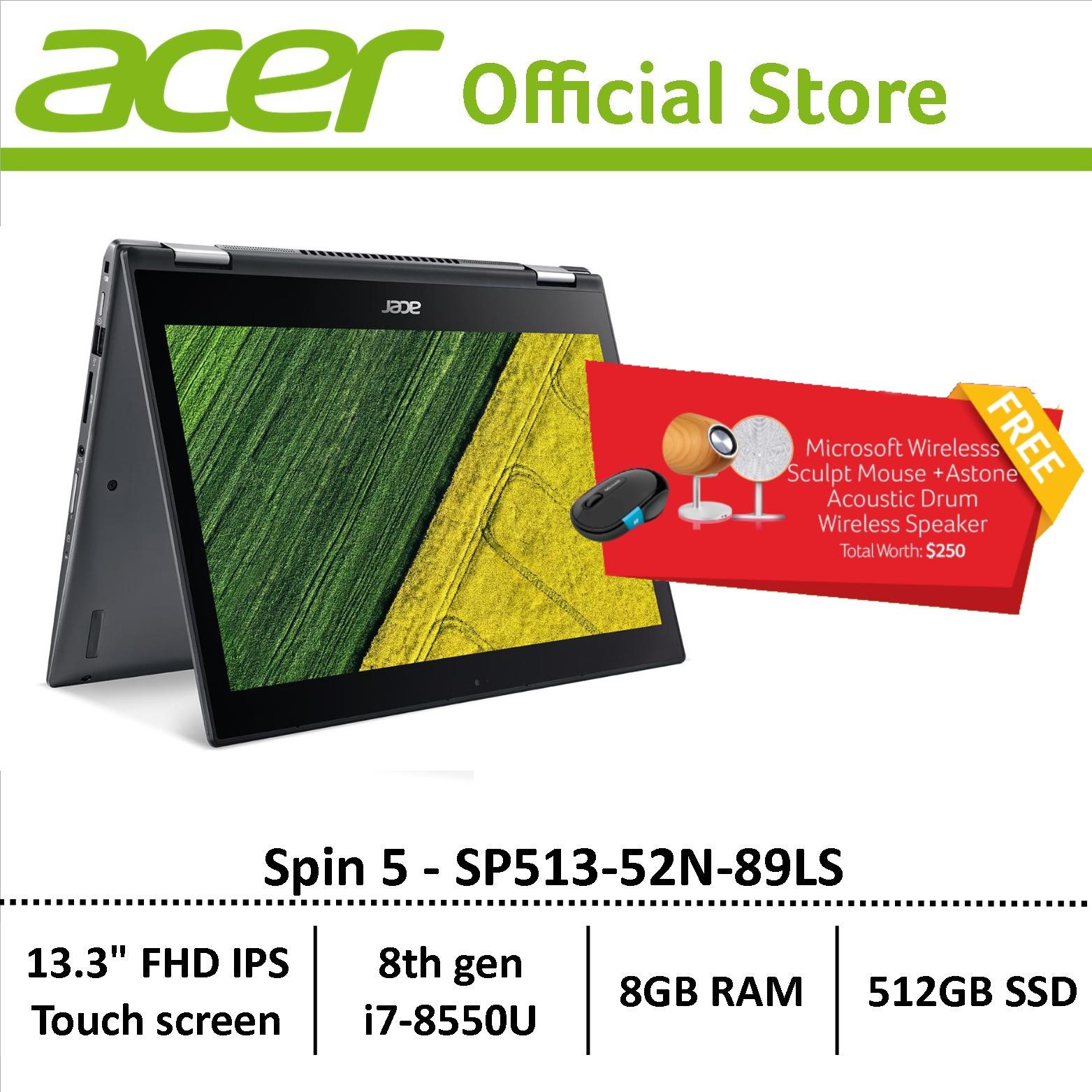 Acer Spin 5 SP513-52N-89LS Convertible Laptop - free astone speaker and microsoft wireless mouse