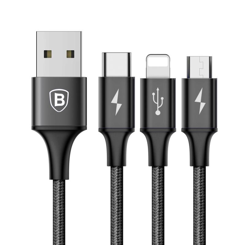 [Tmall Signature] BASEUS USB Type-c USB Cable for Apple iPhone/Anroid Triple Head or Double Head
