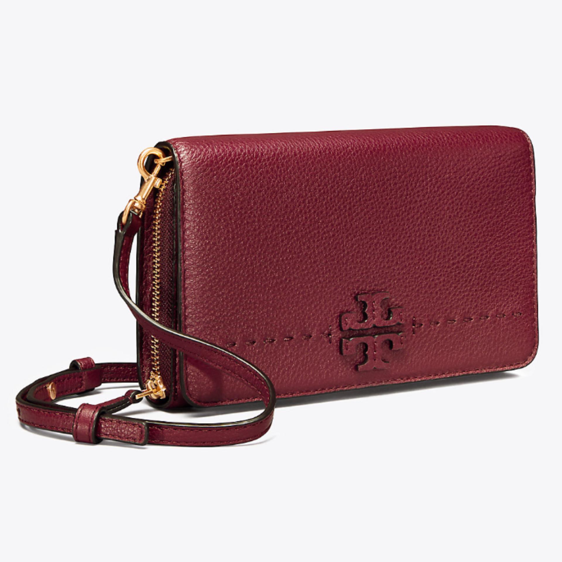 Tory Burch Women Bags Shoulder Bag Lazada Tory Burch Mcgraw Flat Wallet Cross Body Imperial Garnet