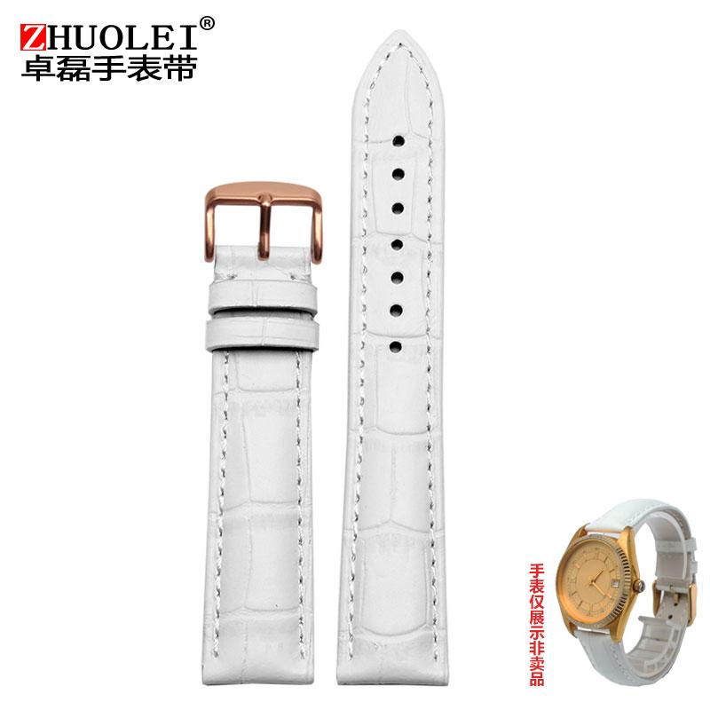 Putih ruas bambu pola tali jam tangan kulit sapi cocok untuk GIORGIO ARMANI TITUS selamanya wanita Kulit asli Rantai Jam Tangan 12 14 16
