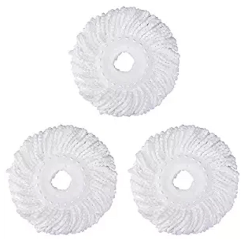 3 Replacement Mop Micro-Head Refill for 360° Spin Magic Mop-Microfiber Replacement Mop Head-Round Shape Standard Size (White-3 Pack)