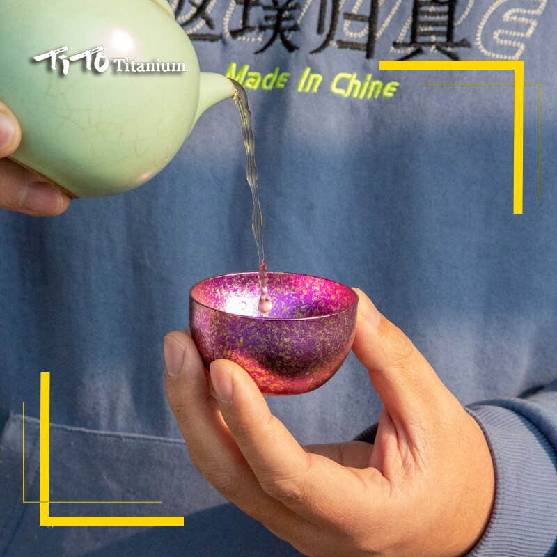 Tito chất lượng cao trà chiều cup sake shot cup đôi tường drinkware bia nước trái cây cốc 45 ml titanium trắng trà ly trà bát