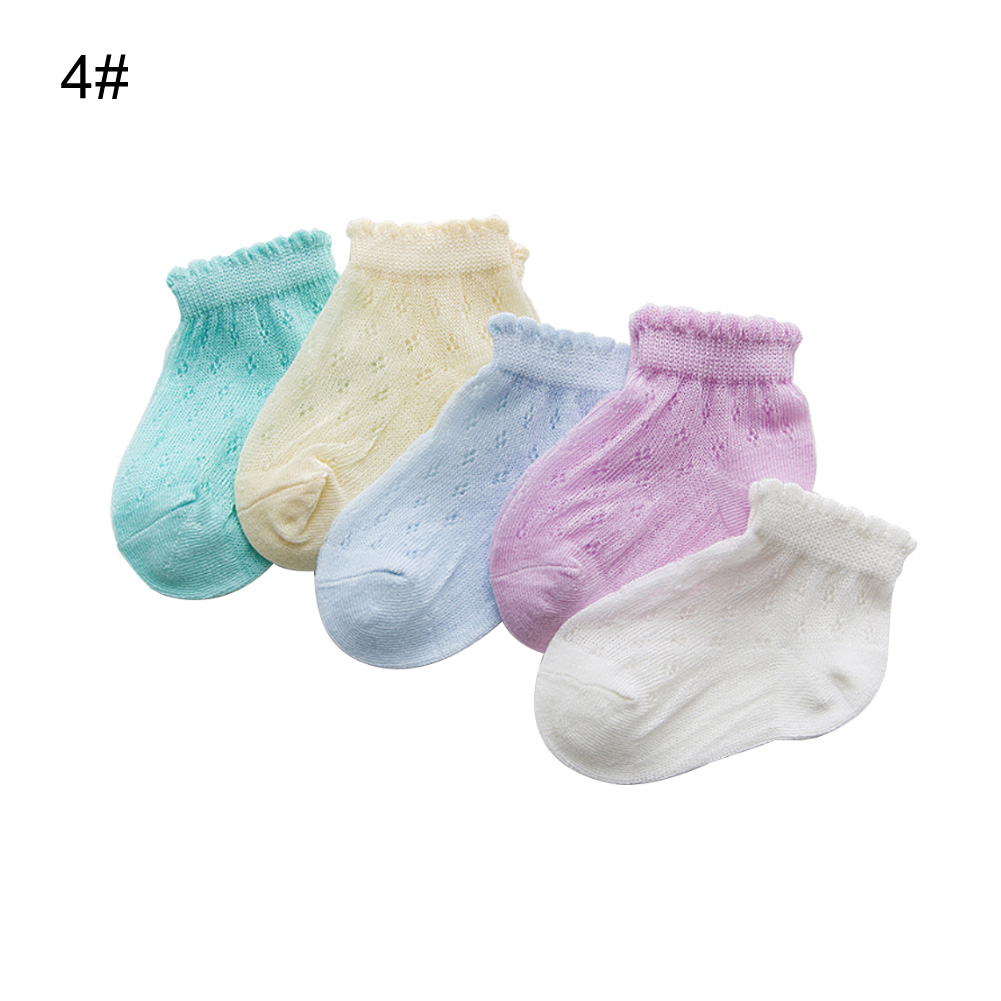5คู่สีทึบเด็กทารกผู้หญิงBoy Soft Breathableตาข่ายตาข่ายพื้นถุงเท้า