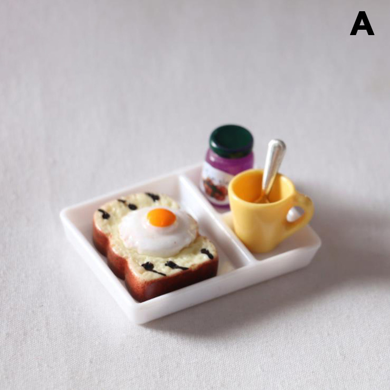 FOO 5ชิ้น/เซ็ตตุ๊กตาขนมปัง Jam จานอาหารถ้วยช้อนสำหรับห้องครัวตกแต่งเครื่องแต่งกาย
