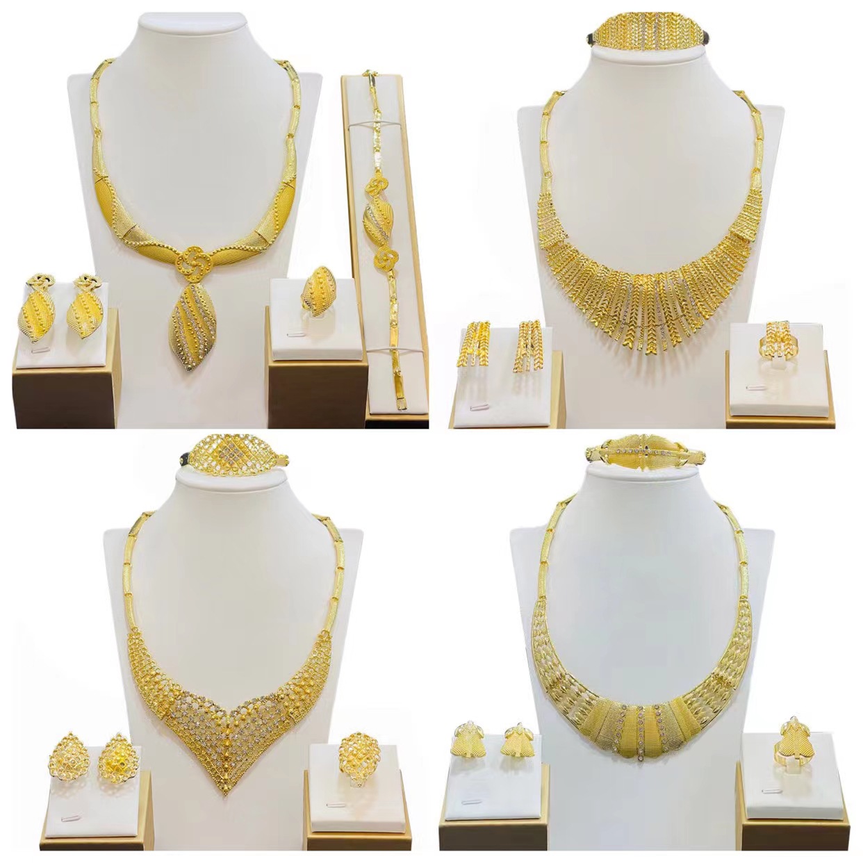 Giữ màu mạ điện vòng cổ cô dâu trang sức nhẫn bông tai bộ trang sức