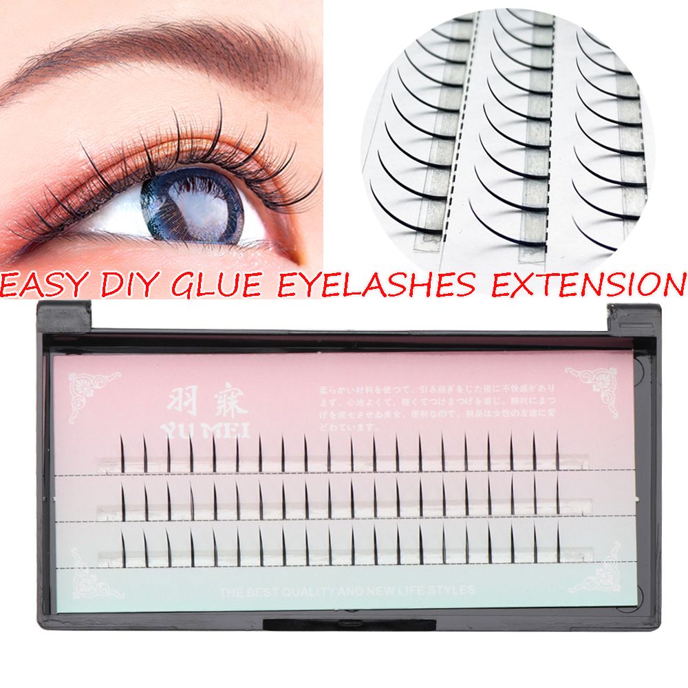 GUO 60 Pcs/Box Eye Makeup Tools No Technicuqe Needed Personal Salon Use Long Lasting Easy to Apply Single Cluster Eyelashes Eyelashes Extension Interspersed Natural Long