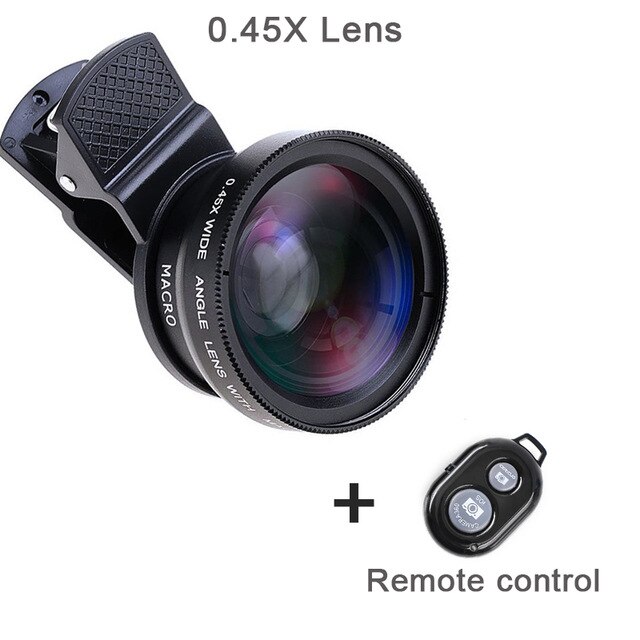 Professional HD เลนส์กล้องถ่ายรูป0.45X 49UV Super มุมกว้าง12.5X เลนส์ไมโคร Universal 2 In 1ชุดอุปกรณ์สำหรับ iPhone สมาร์ทโฟน