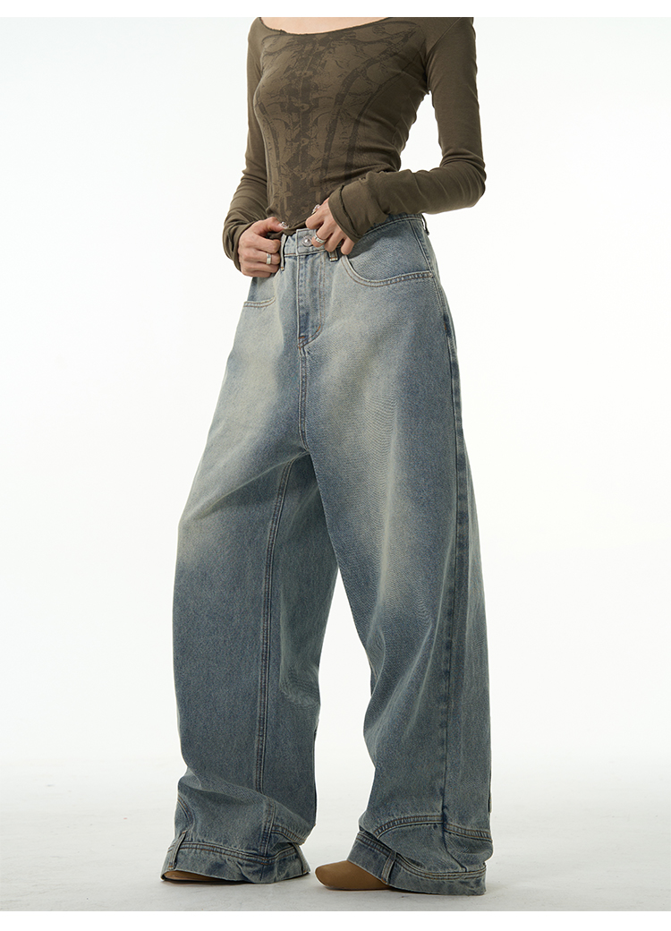 Weilang's Store American High Street-broek voor heren, coole Street Fashion R, omgekeerde jeans, paar, niche, lange broek