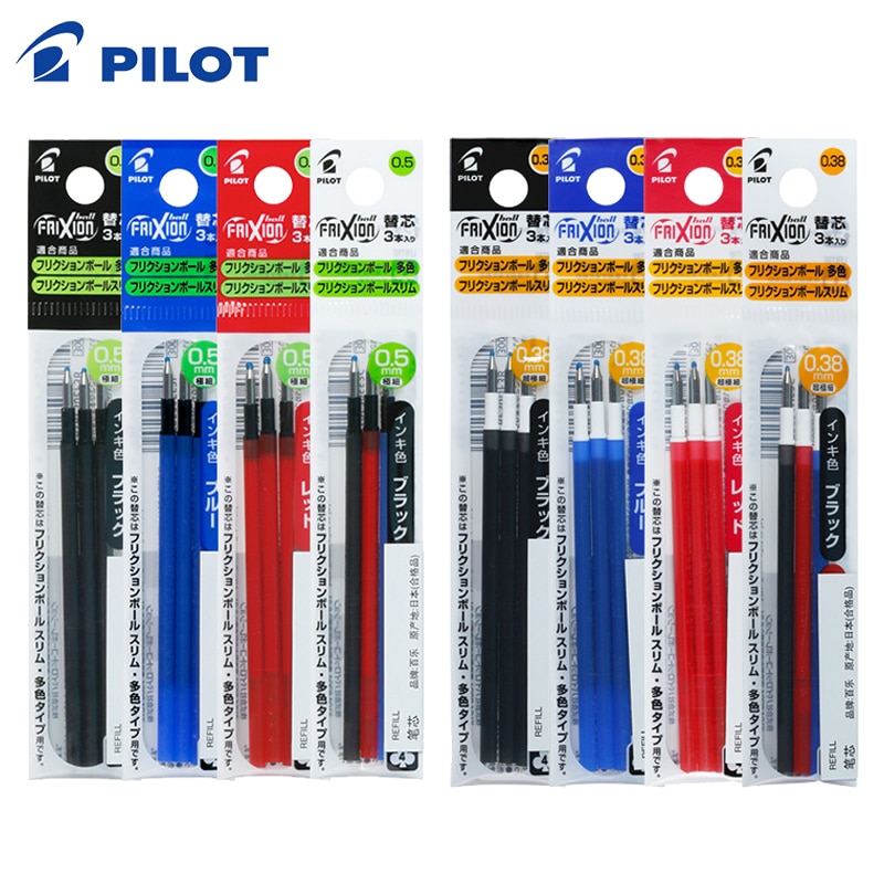 Ruột bút gel pilot frixion ball 3 cái/gói nhật bản 0.38/0.5mm màu đen/đỏ/xanh dương lfbtrf-30ef