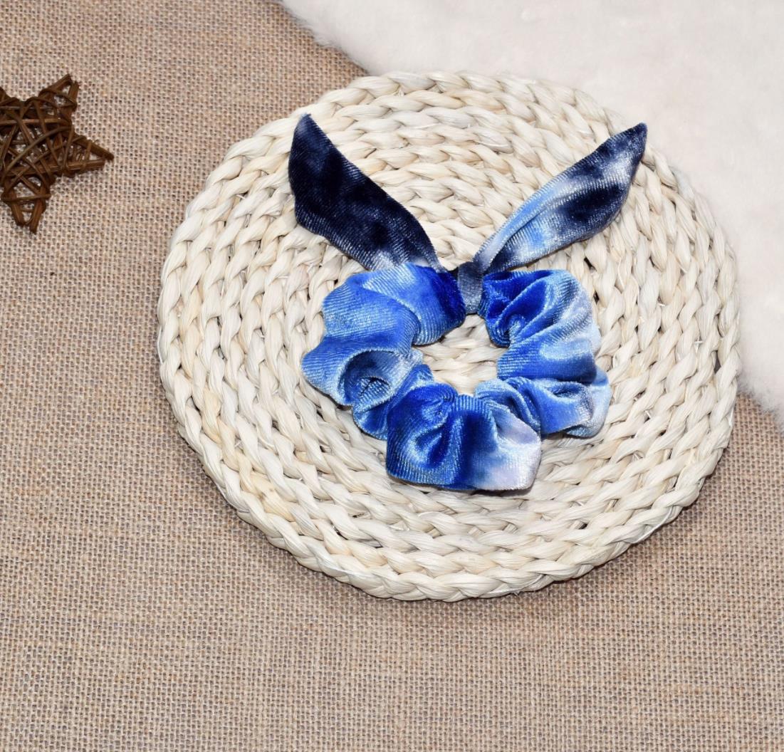 SIKONG เครื่องประดับผมกระต่ายโบว์ผูกผมหางม้าผมหลายสี Scrunchie สีลูกอมกระต่ายผ้าคาดผมหูกระต่าย