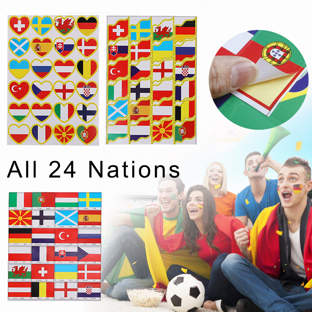 KMPP Party Cheer Waterproof Game Country Flag Sticker 2021 Euro Footballs Stickers Europe Championships World Cup