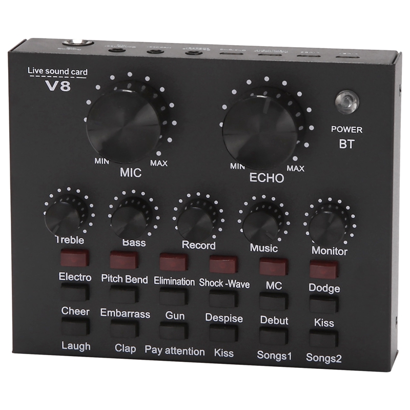 V8 Sound Card Audio Set Interface External Usb Live Microphone Sound Card