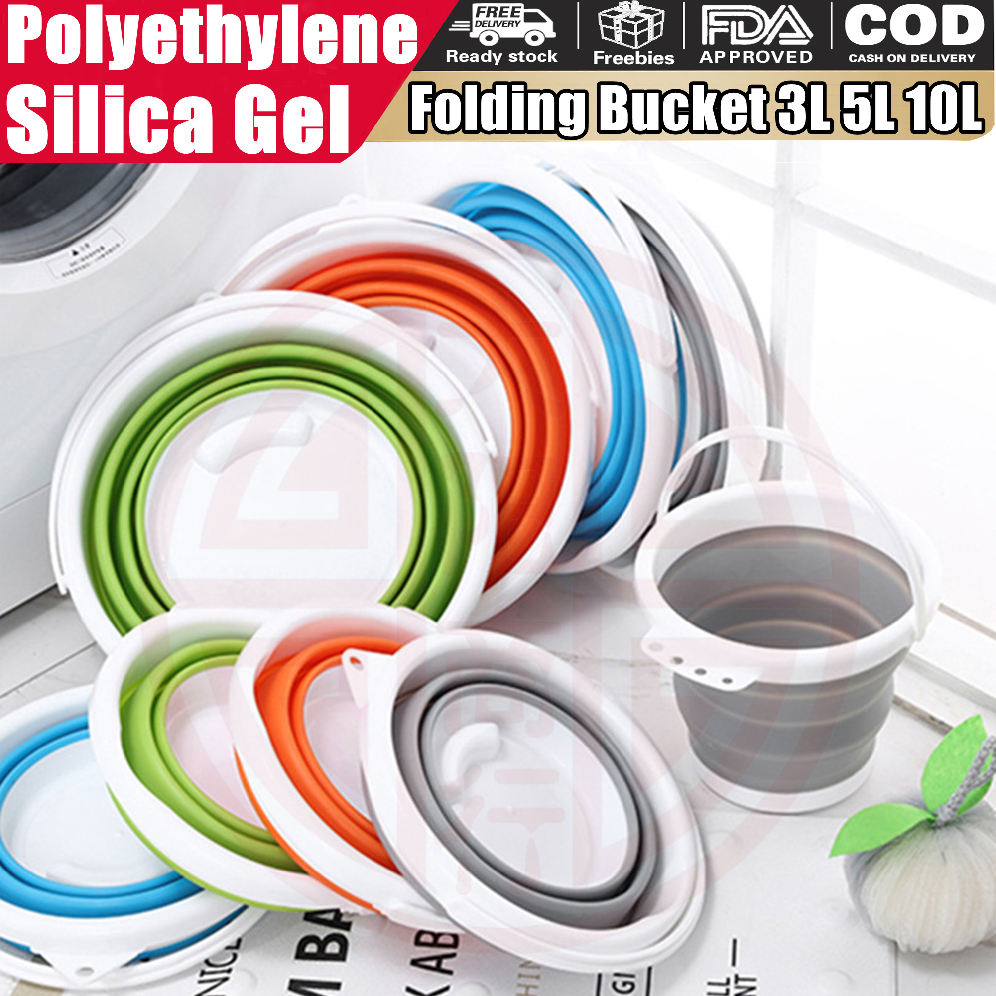 Portable outdoor fishing car wash thick round shape foldable plastic large portable bucket-capacity 3l/5L/10L bucket ราคา  159 บาท*ส่งฟรี