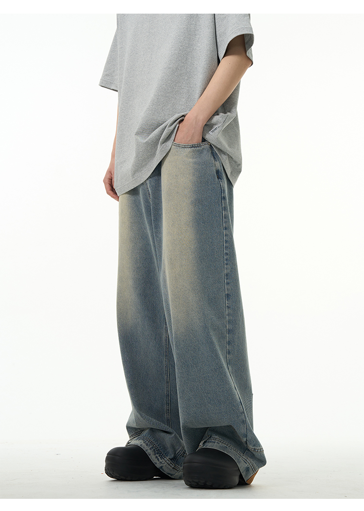 Weilang's Store American High Street-broek voor heren, coole Street Fashion R, omgekeerde jeans, paar, niche, lange broek