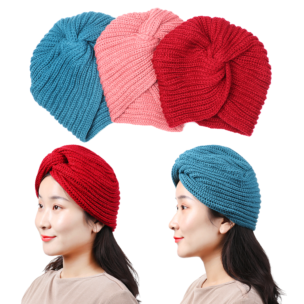 WEEHEJU33 Girls Hair band Knitted Croceht Beanies Head Wrap Caps Ladies Turban Women Felt Hat Twist Headwrap Hat