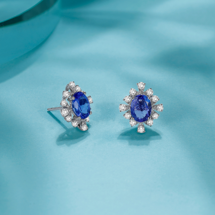 Rio Diamonds Gapkon Tazanite Diamond Earring in 18K White Gold · v2