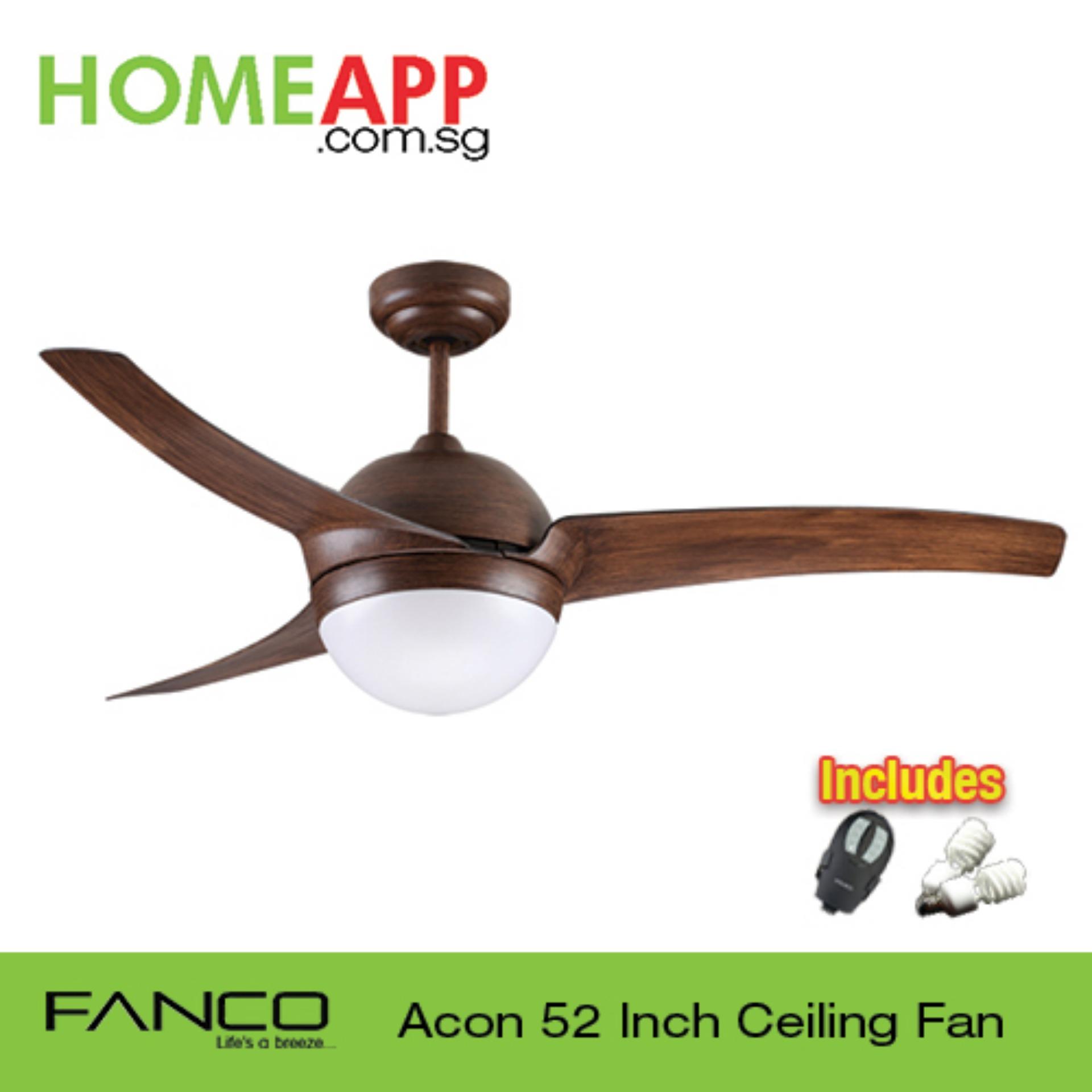 Fanco Acon 52 Ceiling Fan With Light And Remote Wood Singapore