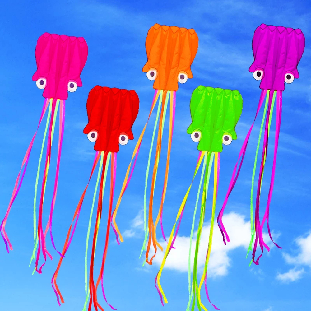 BGGH ความบันเทิงของเล่นกลางแจ้ง Flying String ขนาดใหญ่ Octopus Long Tail Kite ว่าวอ่อนว่าวปลาหมึกว่าวลอยได้3D ว่าวปลาหมึกสัตว์ Kite