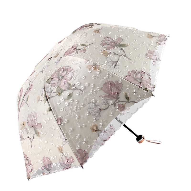 Double-Layer Lace Parasol Umbrella UV Protection Sun Shade Lady Folding Umbrella Princess Sweet Lace for Wedding Gifts