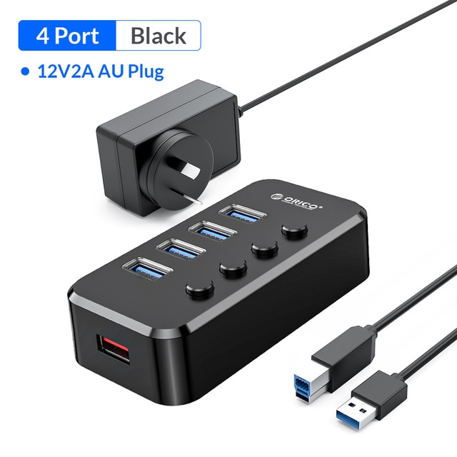 ORICO USB พลังงาน3.0 HUB 7พอร์ต4พอร์ตสายต่อขยายส่งข้อมูล1ชาร์จพอร์ตและสวิตช์เปิด/ปิด12V Power Adapter สำหรับ PC