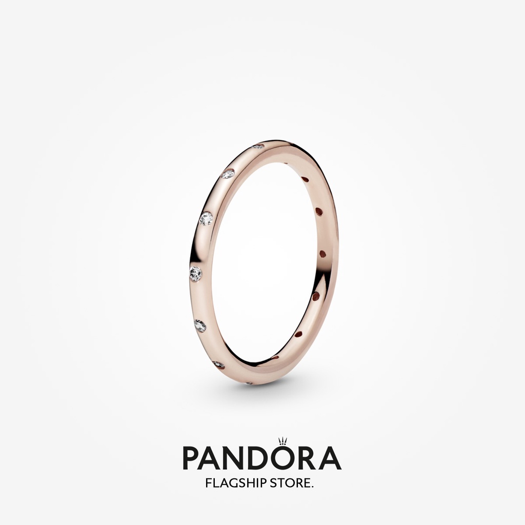2023 New Original Pandoras 14k Rose Gold-Plated Simple Sparkling Band Ring Women Fashion Jewellery
