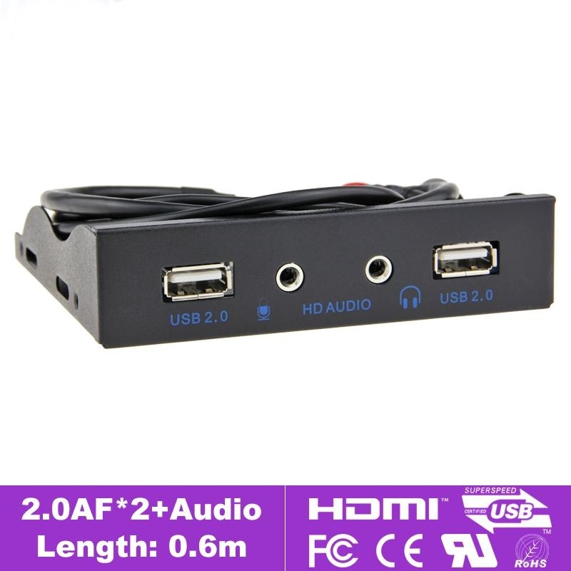 2-port USB 2.0 3.5 inch Front Panel Data Hub with HD Audio Output
Port and Microphone Input Port - intl