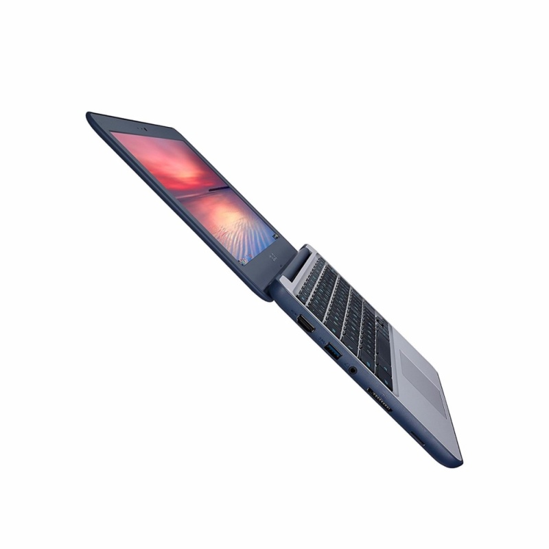 ASUS Chromebook C202SA-YS02 11.6" Ruggedized and Water Resistant Design with 180 Degree (Intel Celeron 4 GB, 16GB eMMC, Dark Blue, Silver) - intl