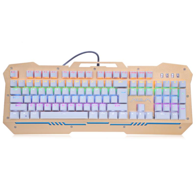 AULA F2009 LED Backlit Professional Blue Axis Mechanical Gaming Keyboard-GOLDEN Singapore