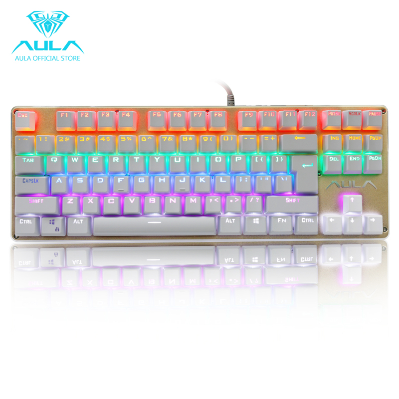 AULA OFFICIAL F2012 Mechanical Multicolor Backlit Gaming Keyboard(Gold) Singapore