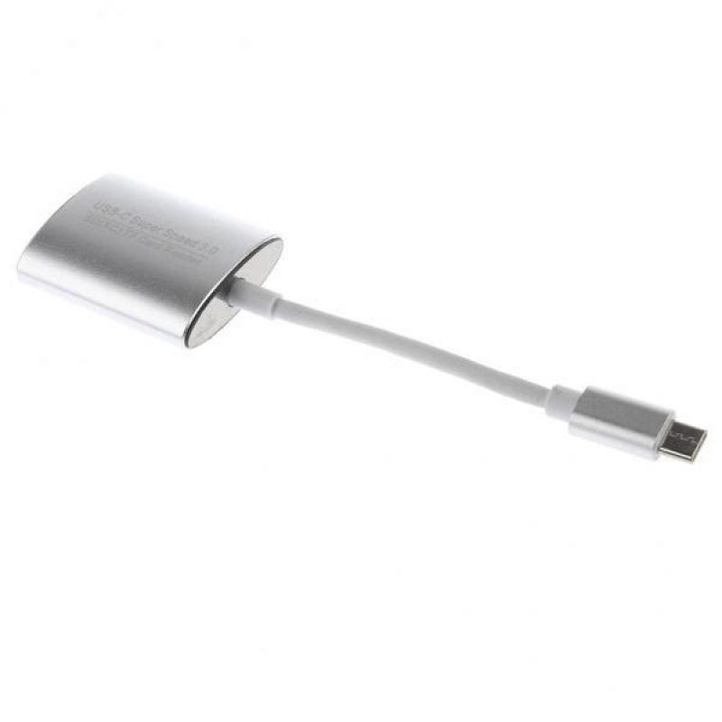 BolehDeals 2In1 USB 3.0 Type-C OTG High Speed Memory Card Reader for SD/TF Silver Gray - intl