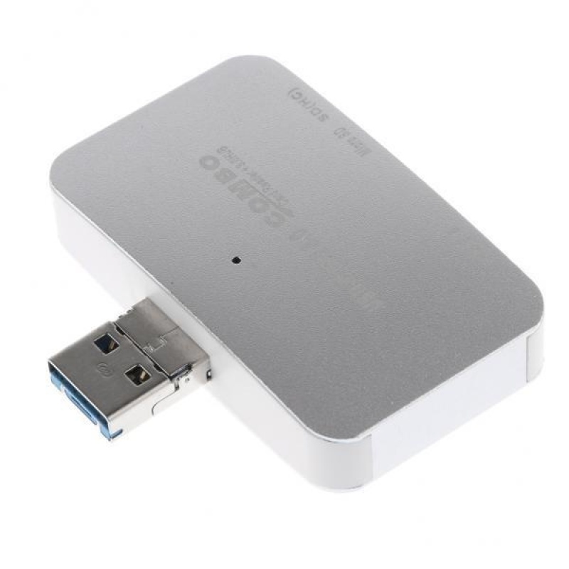 BolehDeals USB3.0 Micro USB Combo USB HUB Card Reader with OTG for TF/SD Laptop Silver - intl