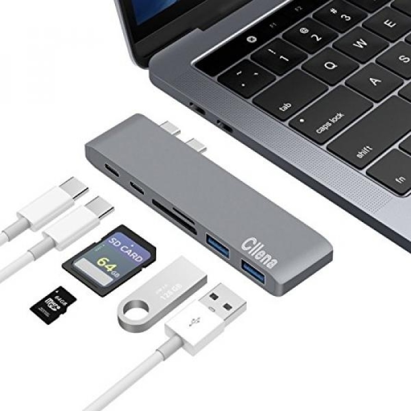 Cllena USB-C Hub Multiport Type-C Hub Adapter Thunder 3 for 2016/2017 MacBook Pro 13”&15”- 2 USB 3.0 Ports, Type C Charging Port, SD/Micro SD Card Reader- Fastest 40Gbs USB-C - intl
