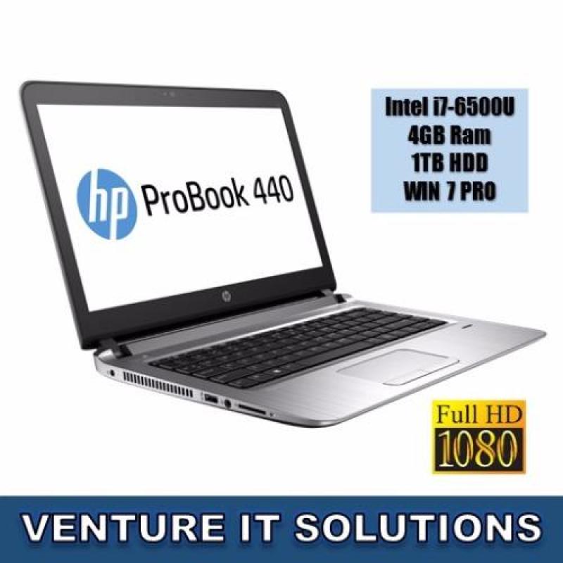 HP PROBOOK 440 G3 / INTEL CORE I7-6500U 2.5 GHZ MAX 3.1 /
4GB RAM / 500GB HDD 7200 RPM / INTEL HD GRAPHICS /
14" LED FULL HD DISPLAY 1920 X 1080 / WINDOWS 7
PROFESIONAL WITH WINDOW 10 PRO DVD UPGRADE