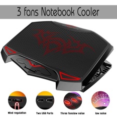 leegoal Three Ultra-quiet Fan With Adjustable 14-inch 15-inch Laptop Cooling Bracket Cooler Stand With LED Light(Black) - intl