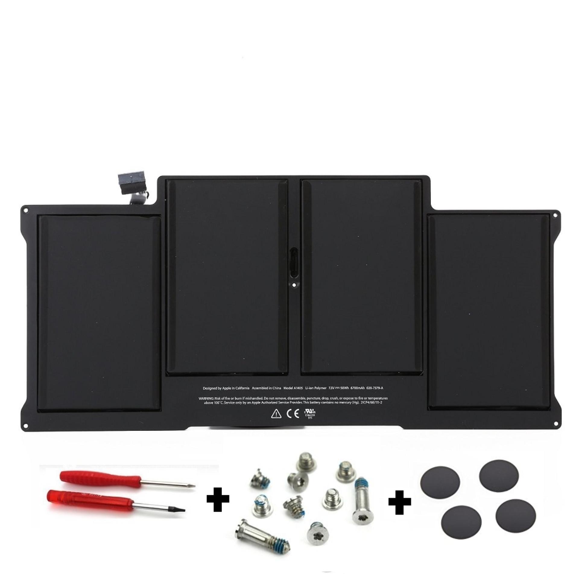 MacBook Air 13-inch (Mid 2011/Mid 2012) Battery (A1405) + Pack Rubber Case Feet with Screws + Screwdriver
