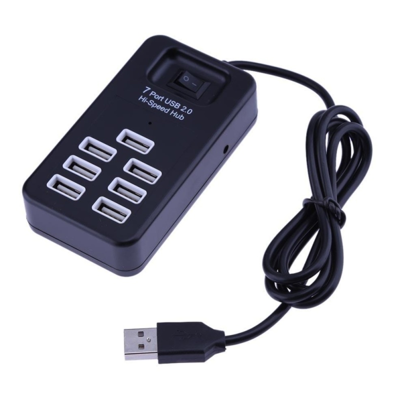 P-1602 7 Ports USB 2.0 Hub Support for PC Laptop Notebook Expansion(Black) - intl