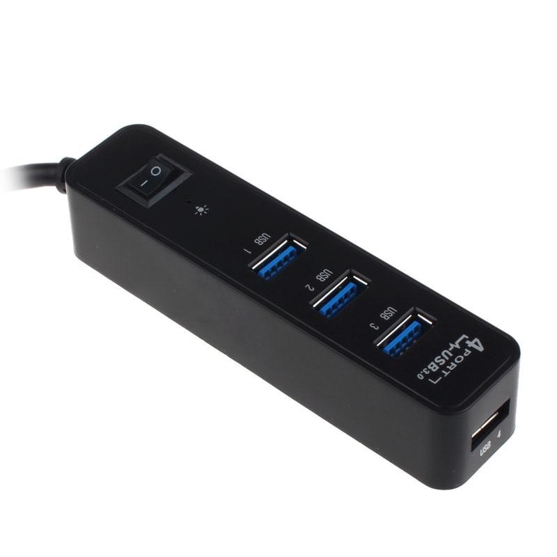 Portable USB 3.0 4 Ports Splitter Hub Adapter on/off Switch For PC Laptop - intl
