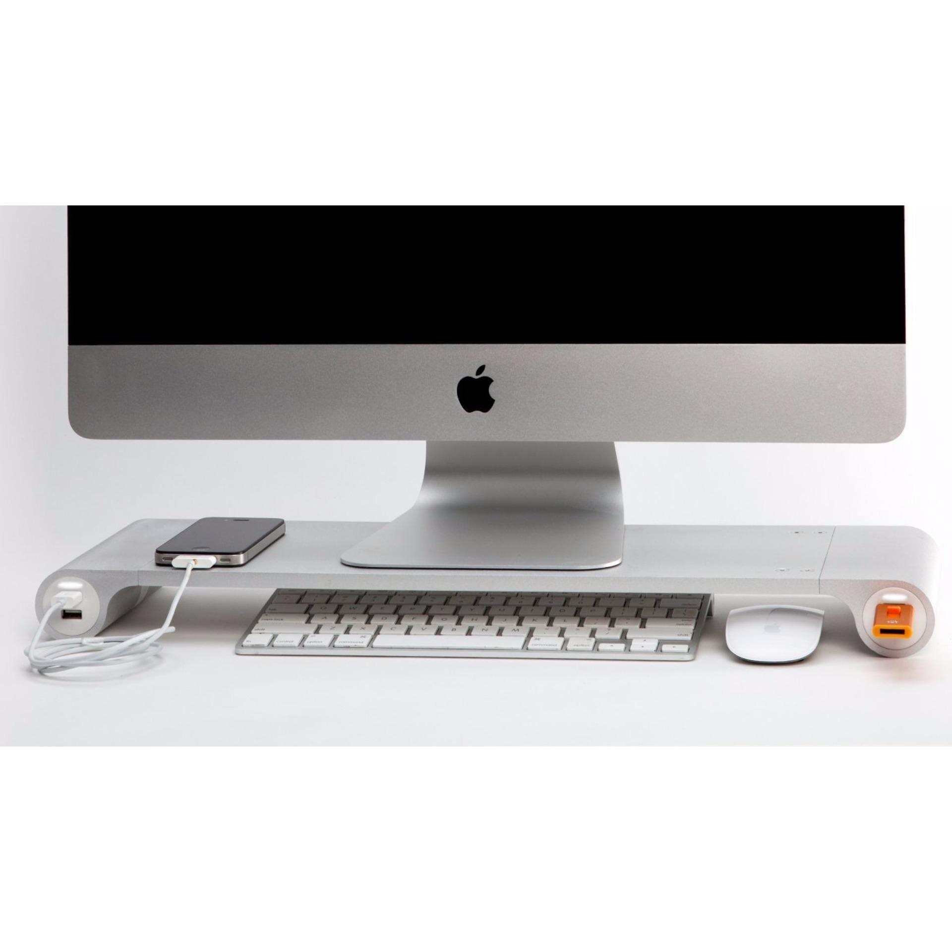 Premium Aluminum Monitor Stand with 4 USB Charging Port