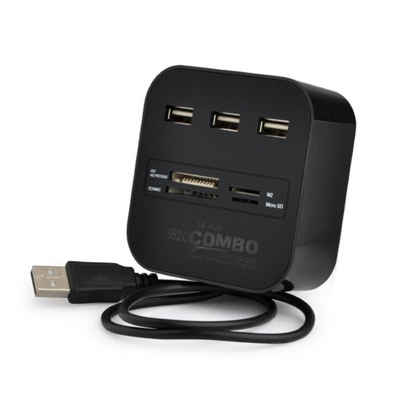 USB 2.0 hub Combo All In One Multi-card Reader with 3 Ports for MMC/M2/MS Blue Color Wholesale 2016 new hot - intl