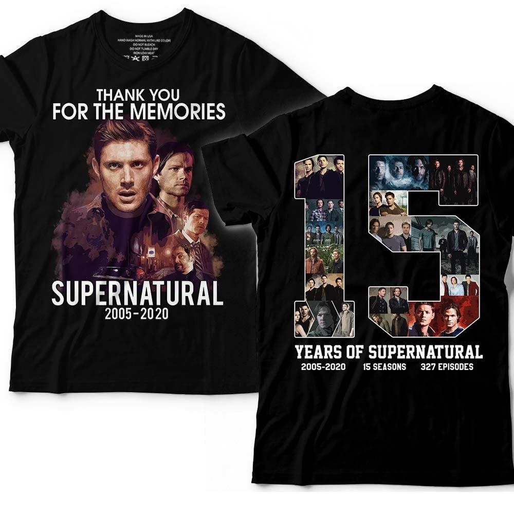 15 Years Of Supernatural 2005 2020 2 Sides Handmade New Design Male Designing Top Tee Fitness Men's T-shirt Plus Size Christmas Gift