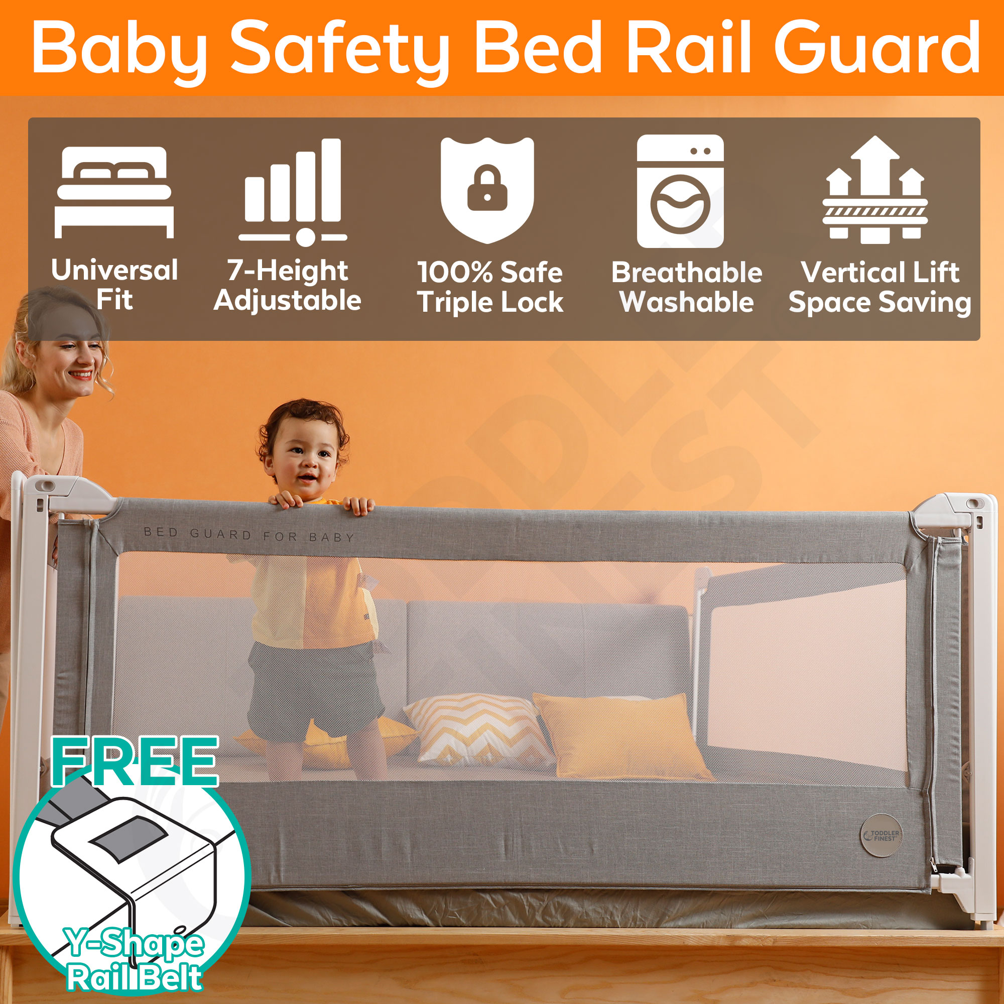 Bed Rail for Toddlers - Double Side Lift and Adjustable Height Bed