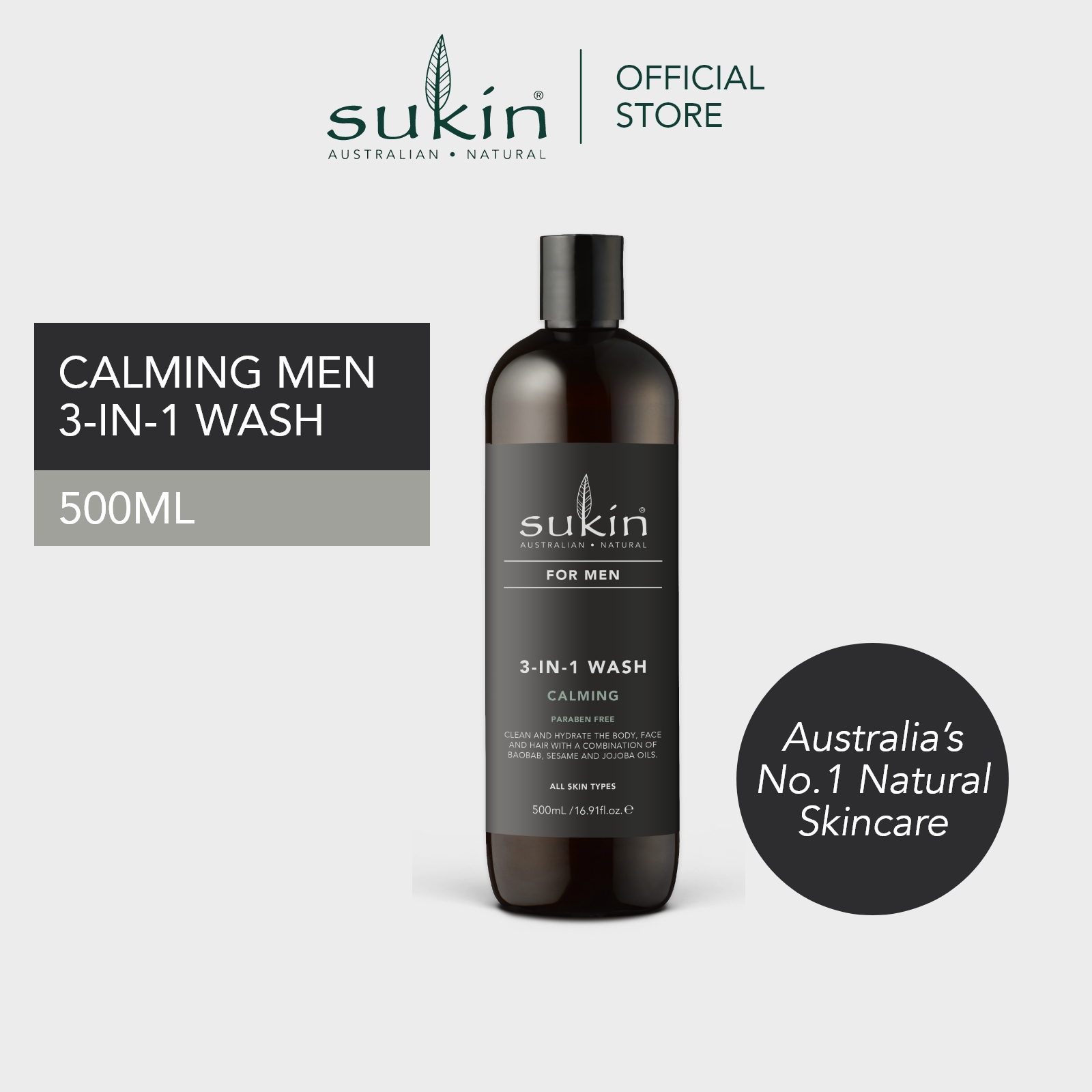Gambar SUKIN 3 IN 1 WASH CALMING  FOR MEN 500ML