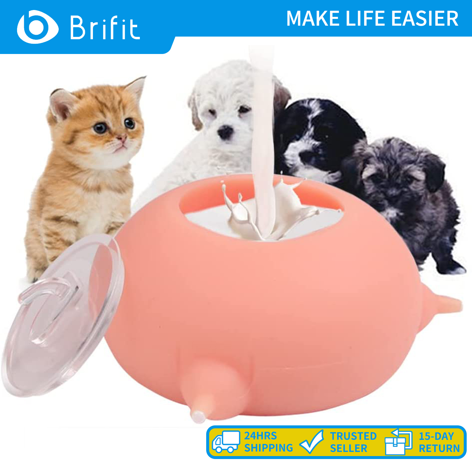 Brifit ซิลิโคน Pet Feeder 3 เครื่องให้อาหารพยาบาลแบบแยกส่วนสามารถทำความสะอาดได้ความจุ 200 มล. พร้อมฝาปิดเหมาะสำหรับให้อาหารสุนัขและแมวขนาดเล็ก ราคา 749 บาท*ส่งฟรี