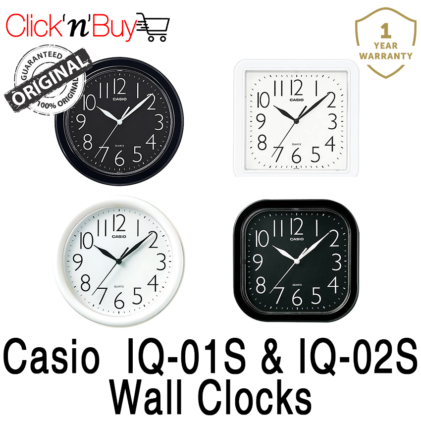 CASIO WALL CLOCK IQ-01S-1DF IQ01 IQ-01 BLACK 12-MONTH WARANTY