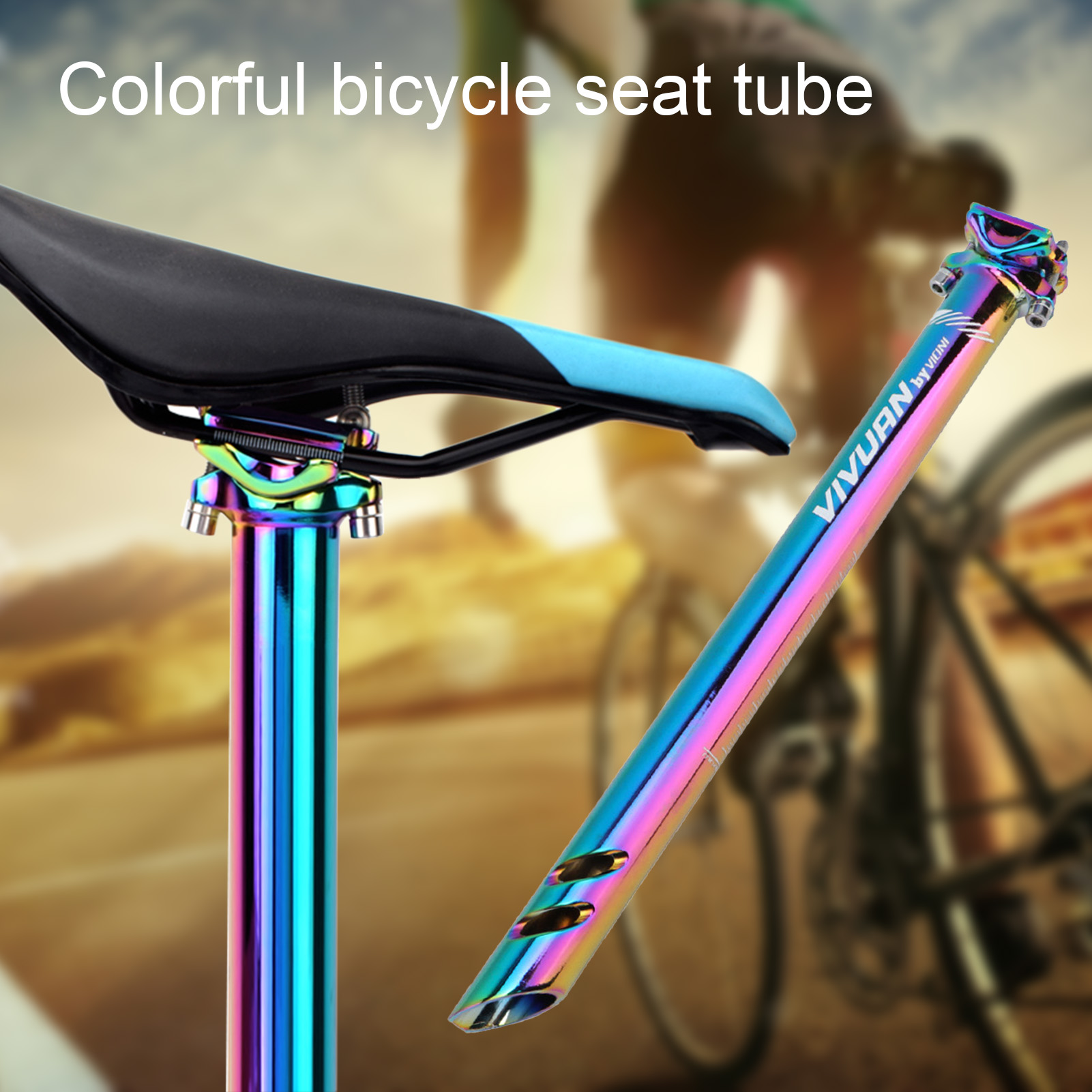 Yumu®สีสัน Seatpost Shock-Proof อะลูมินัมอัลลอย400มม.ท่อที่นั่งจักรยานสำหรับจักรยานเสือภูเขา