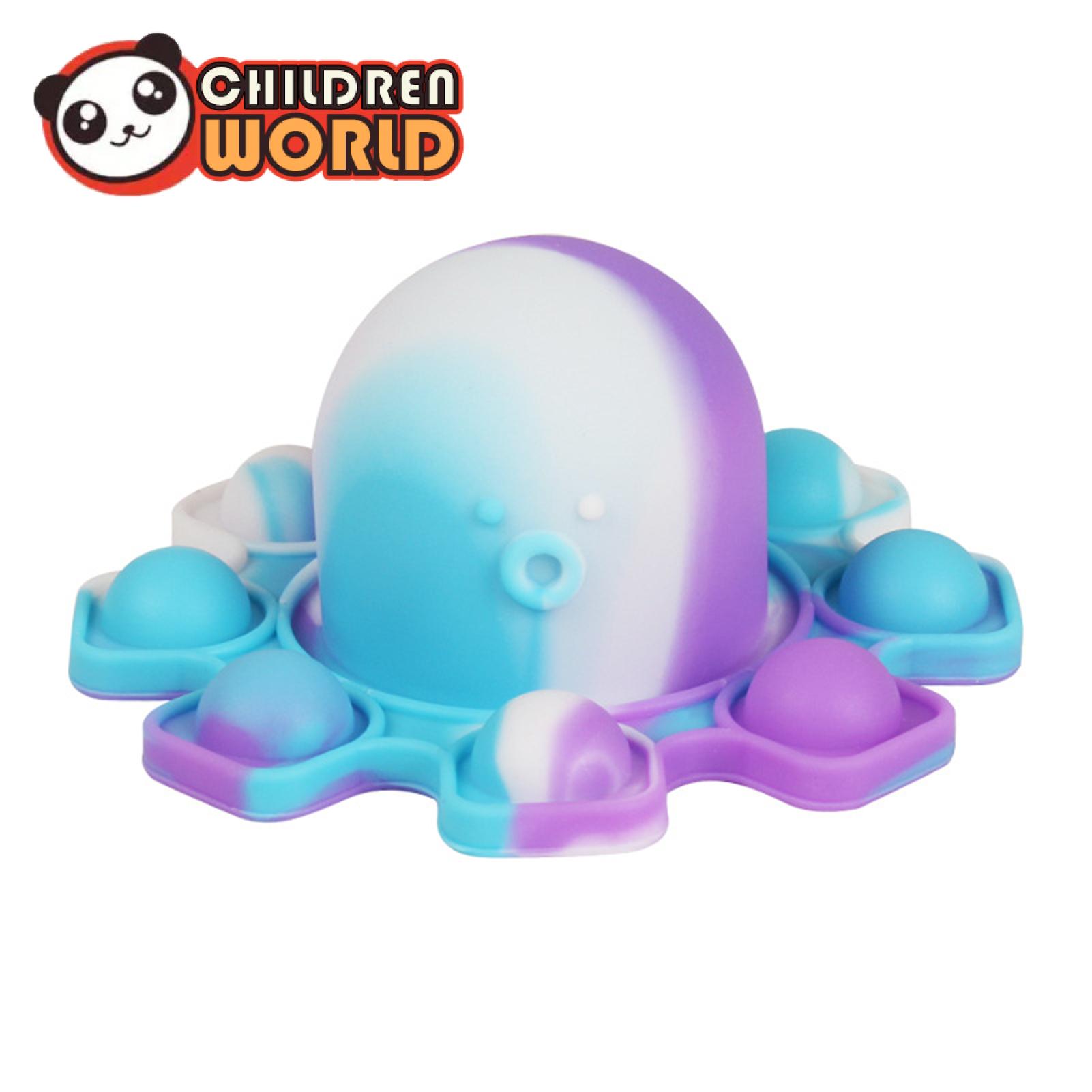 Childrenworld ซิลิโคนที่มีประโยชน์ Sensory Octopus ความเครียดบรรเทาความยืดหยุ่นสูง Skin-Friendly Flip Octopus ขนาดเล็ก Squeeze Sensory ของเล่นสำหรับเด็ก